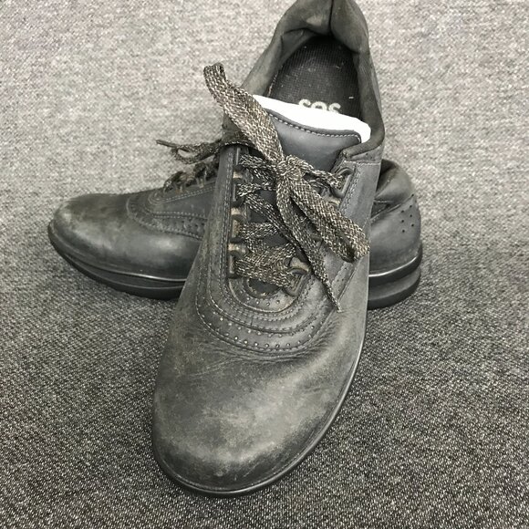 SAS Walk Easy Nero Black Leather Comfort Walking Shoes Sneakers Womens Size 12 - Picture 1 of 11